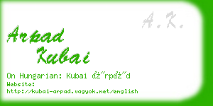 arpad kubai business card